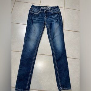 Woman’s Wax Jeans Skinny Low Rise Jeweled Y2K 2000s Angel Wings Sz 7